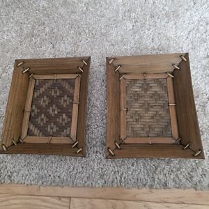 Asian Inspired Wall Accents. Rustic Brown Woven Wall Accents